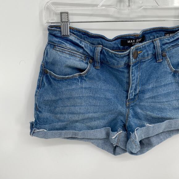 Max Jeans Mid Rise Short Rolled Hem Shorty or Cutoff Frayed Hem 6 - Picture 2 of 9